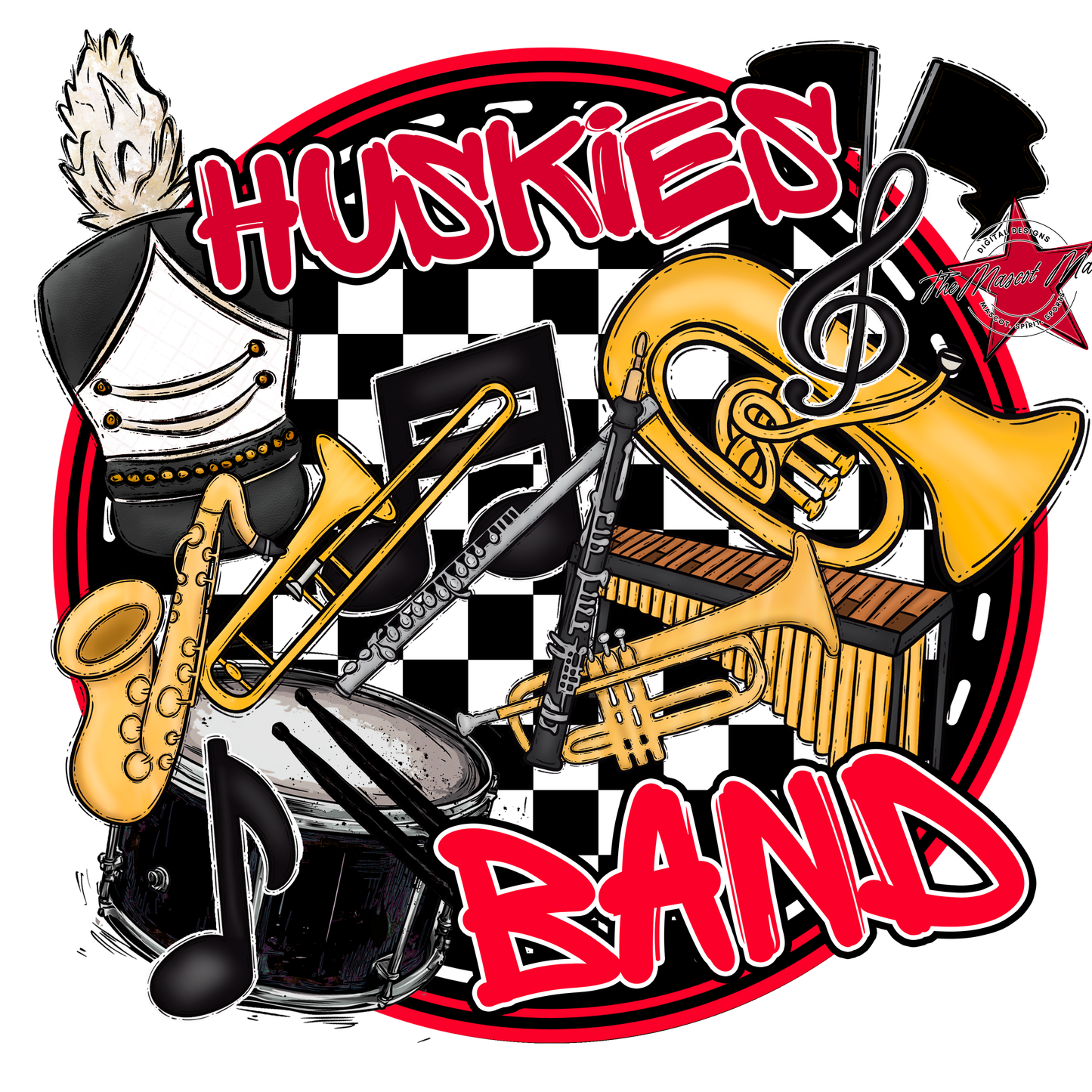Huskies Circle Band Design-Red