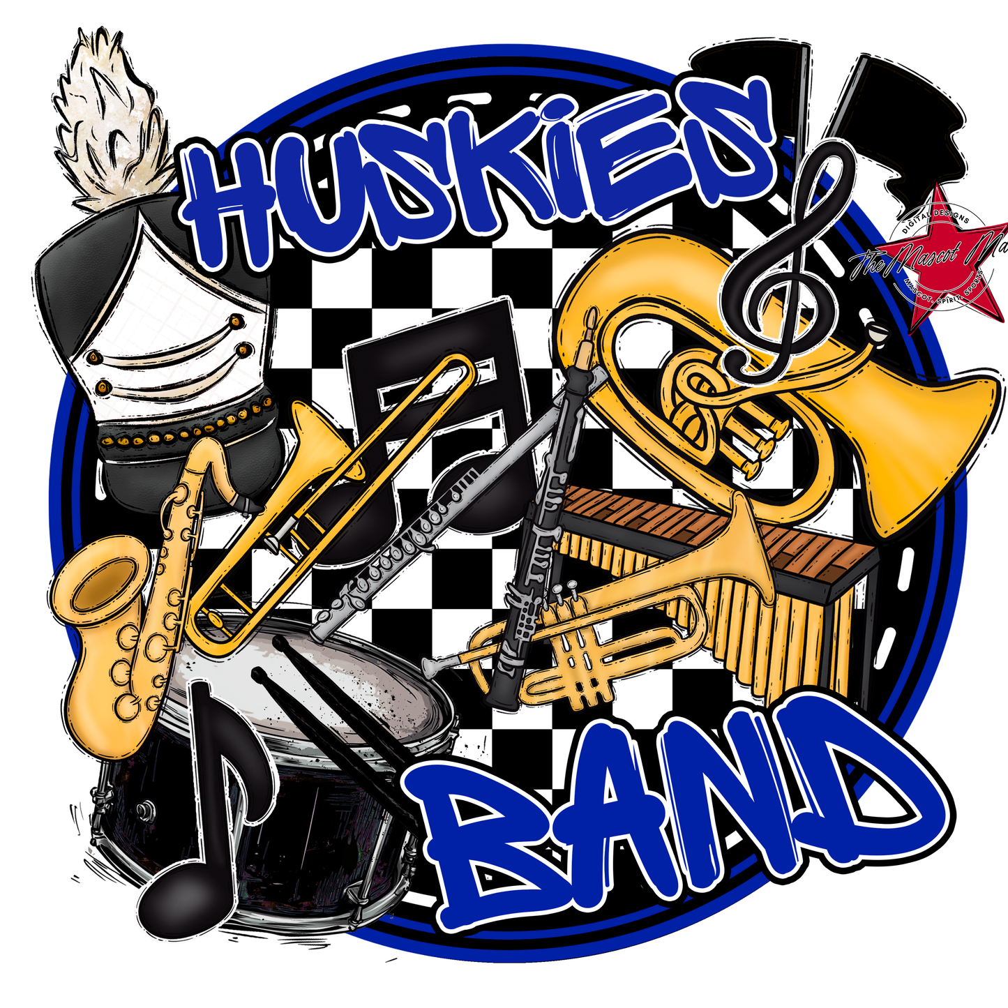 Huskies Circle Band Design-Royal Blue