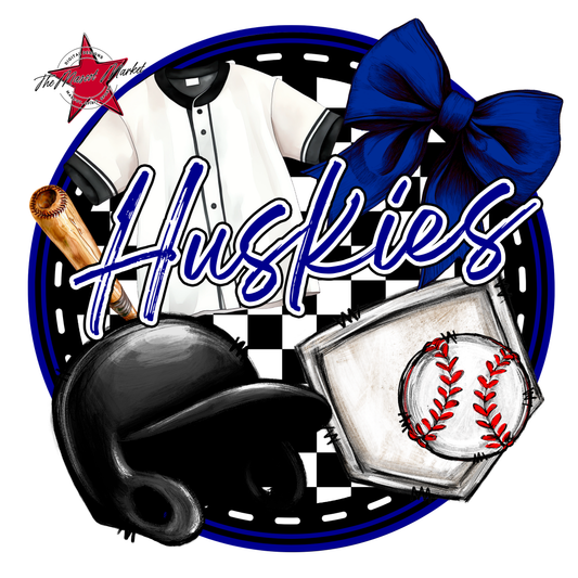 Huskies Circle Baseball Design-Blue