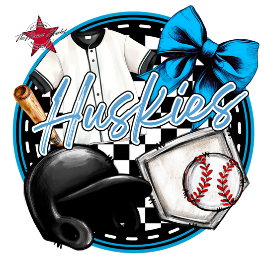 Huskies Circle Baseball Design-Carolina Blue