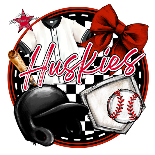 Huskies Circle Baseball Design-Red