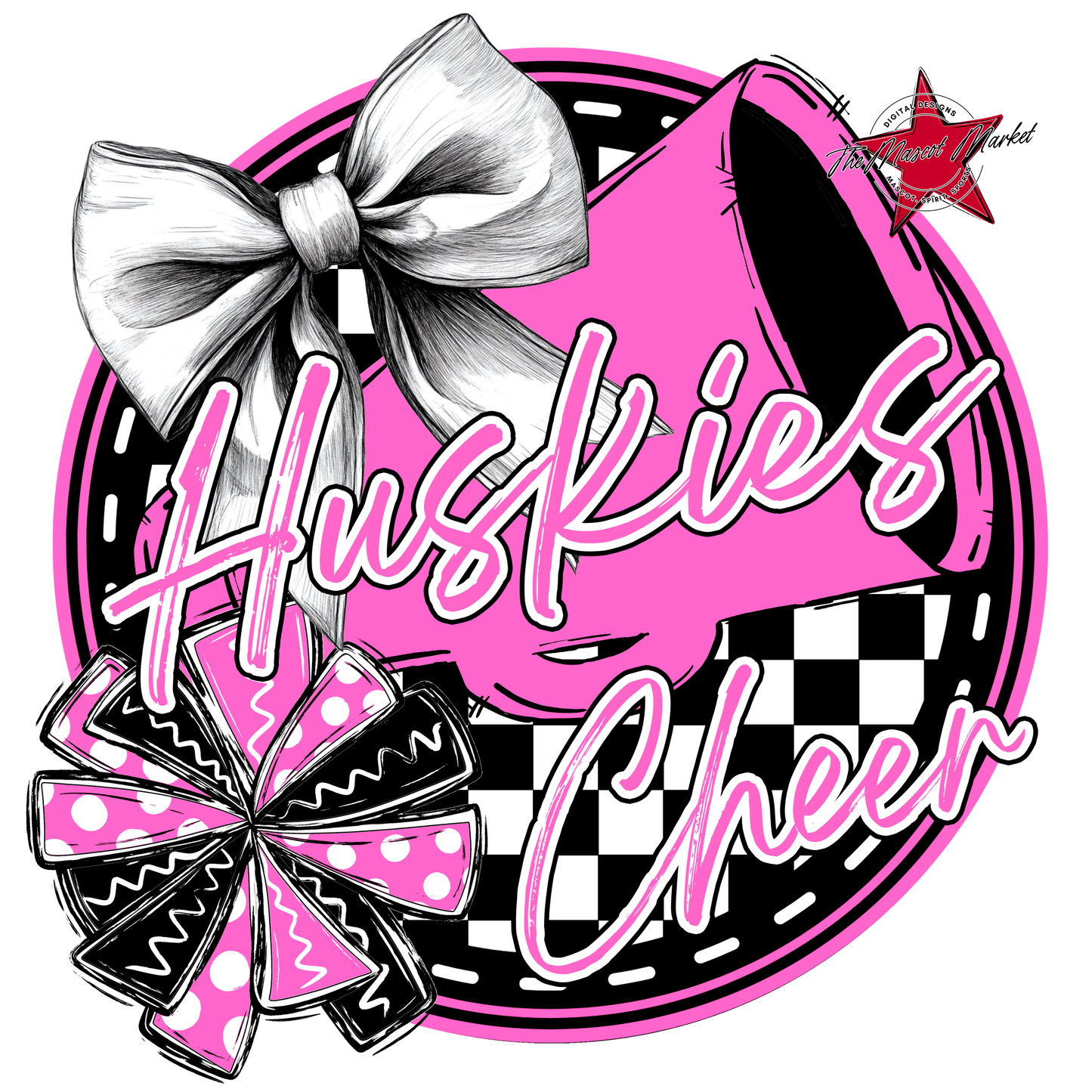 Huskies Circle Cheer Design-Baby Pink