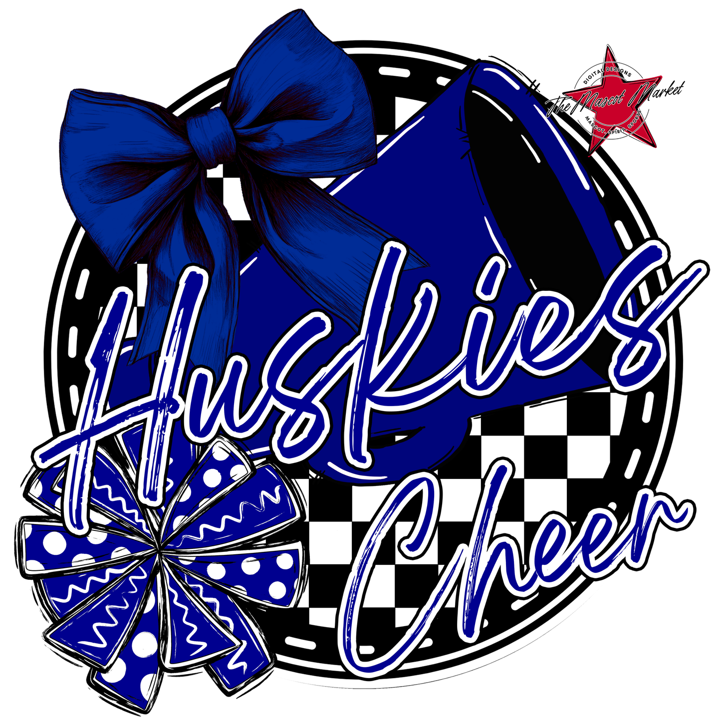 Huskies Circle Cheer Design-Blue