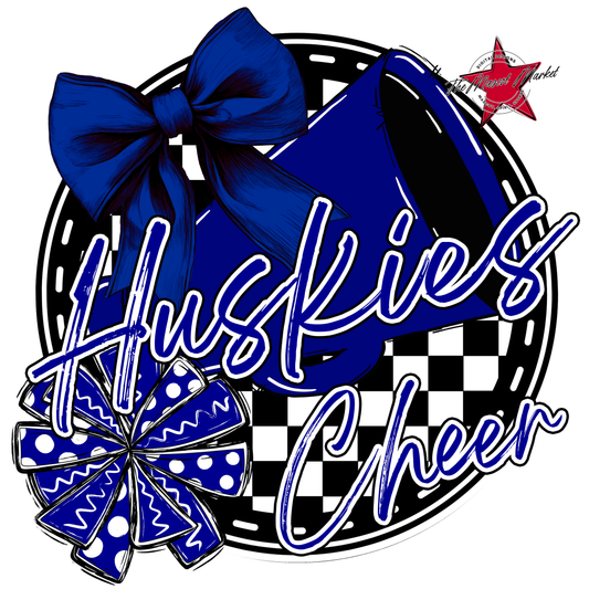 Huskies Circle Cheer Design-Blue
