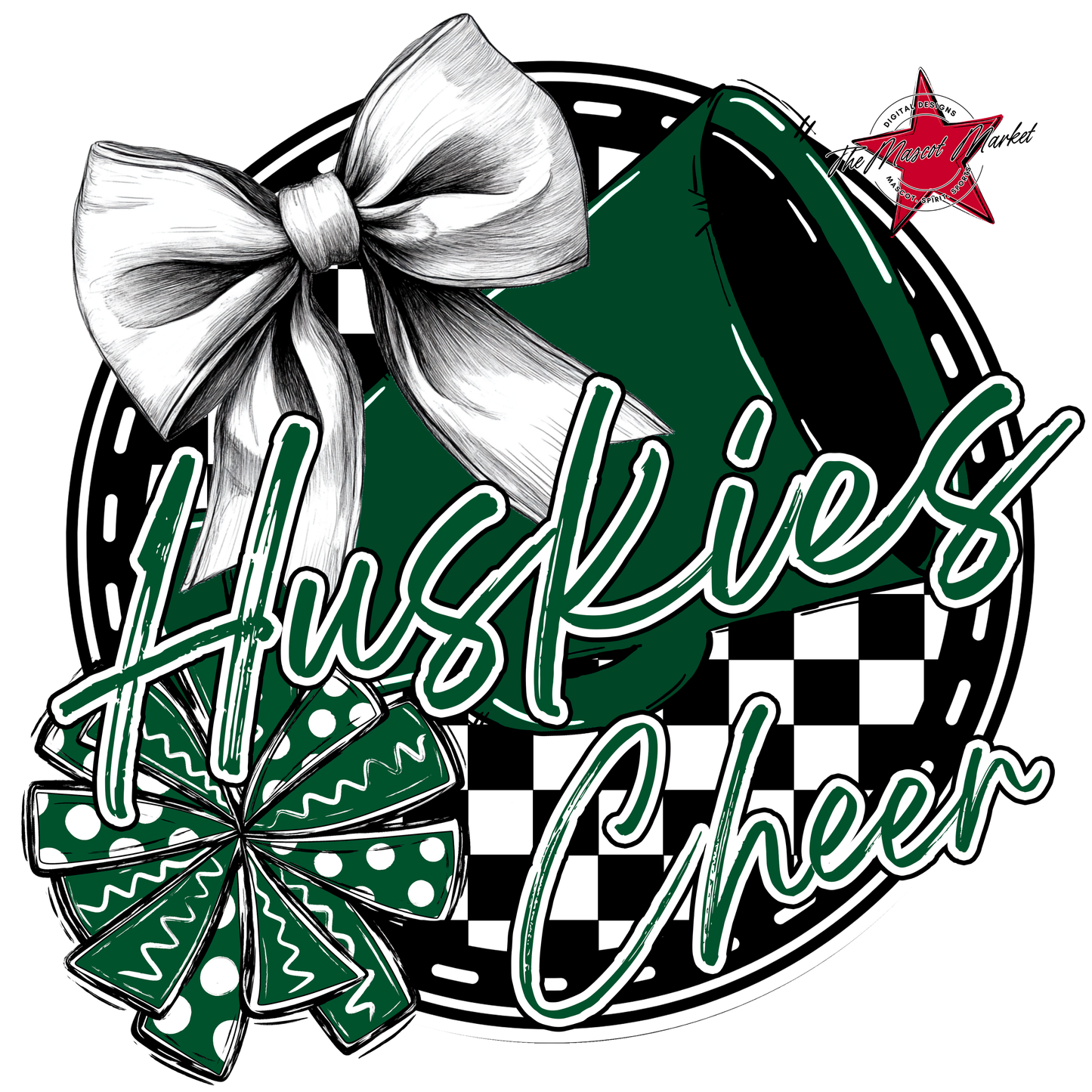 Huskies Circle Cheer Design-Green