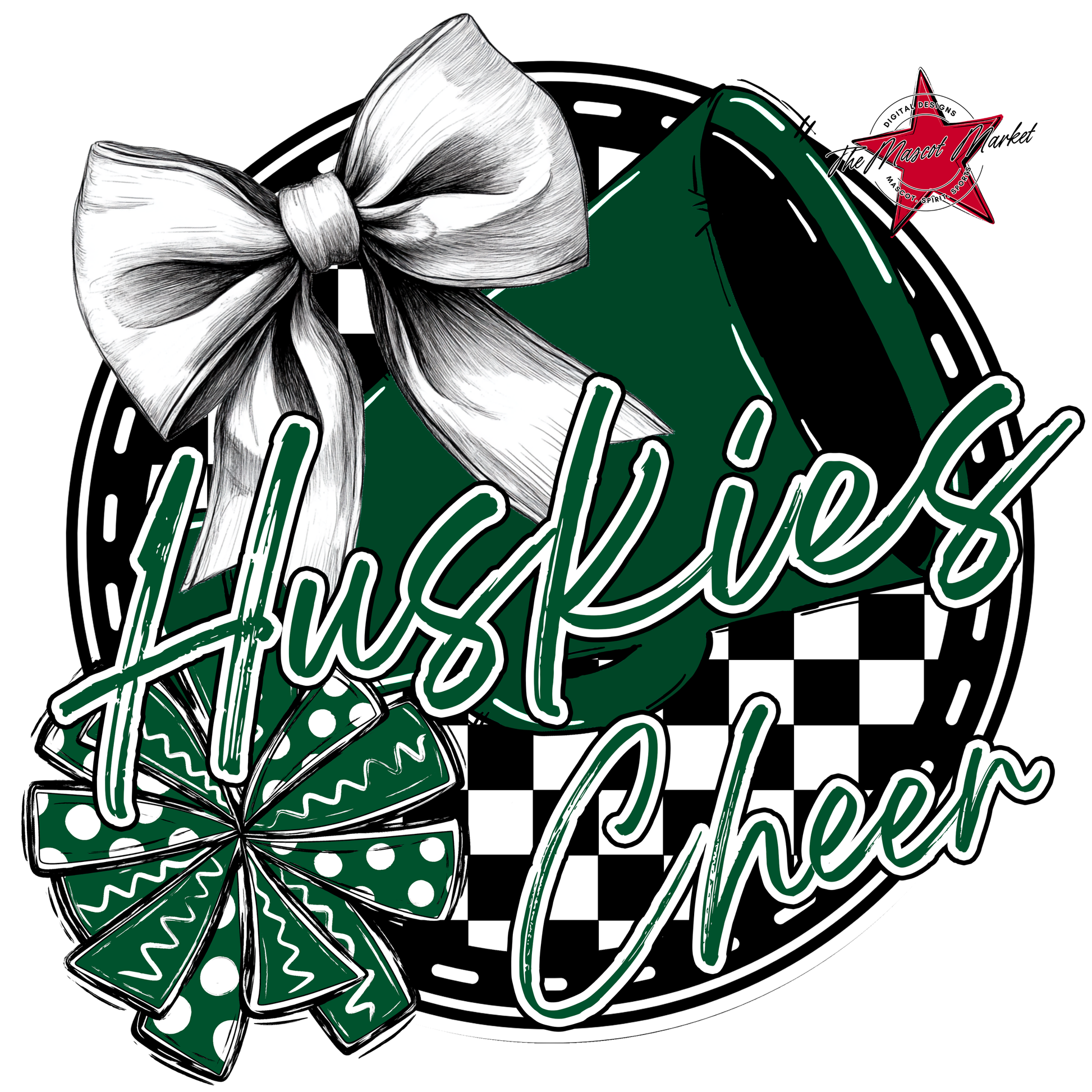 Huskies Circle Cheer Design-Green