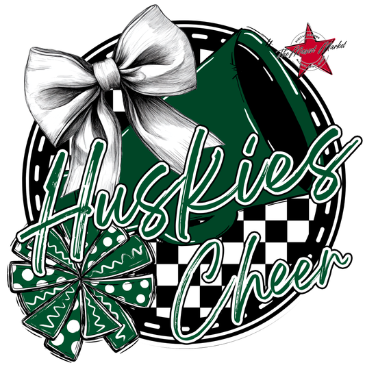 Huskies Circle Cheer Design-Green