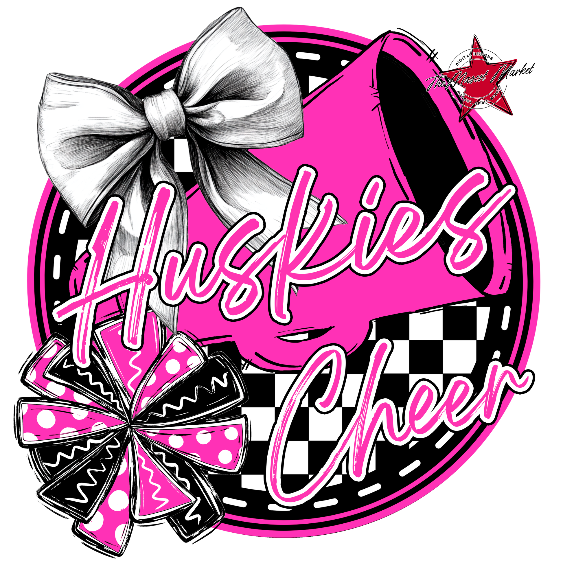 Huskies Circle Cheer Design-Pink
