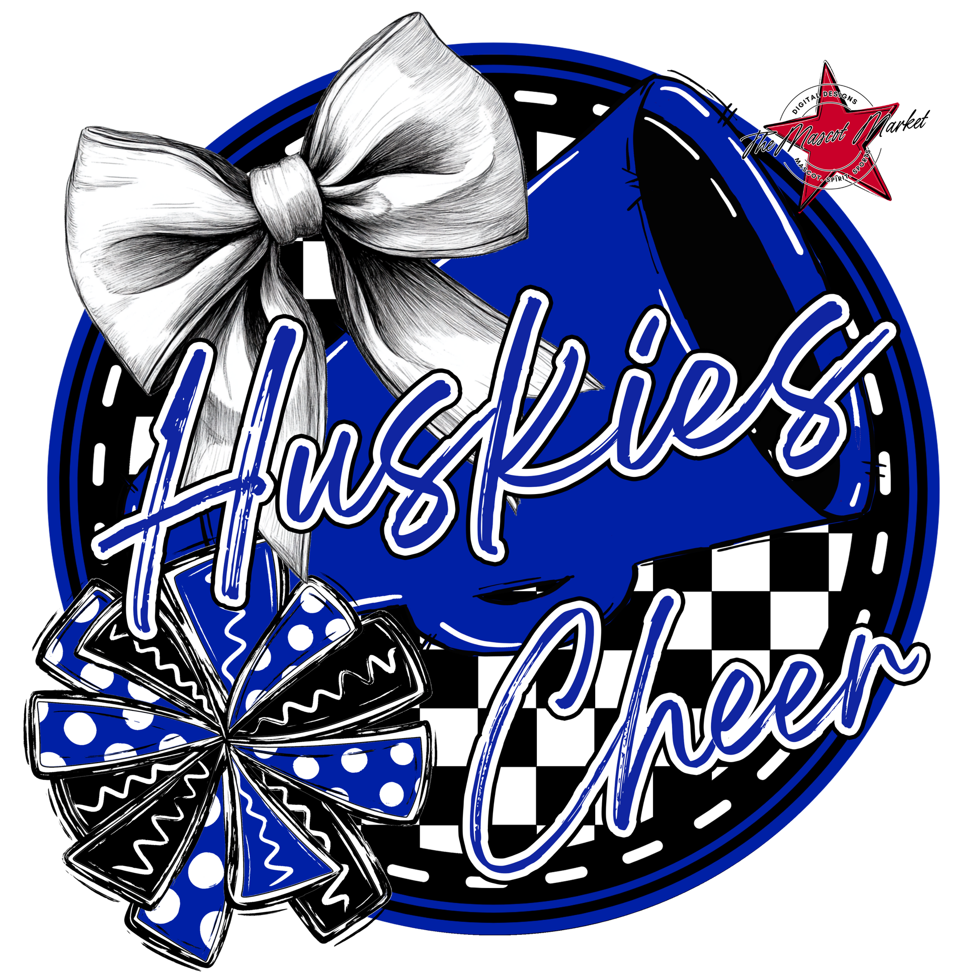 Huskies Circle Cheer Design-Royal Blue