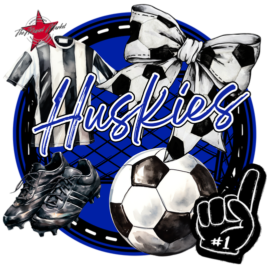 Huskies Circle Soccer Design-Blue