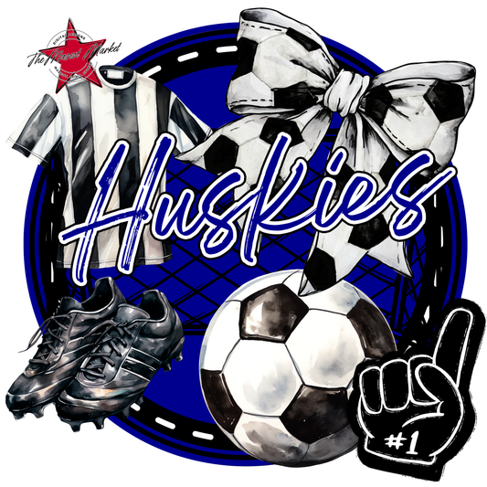 Huskies Circle Soccer Design-Royal Blue