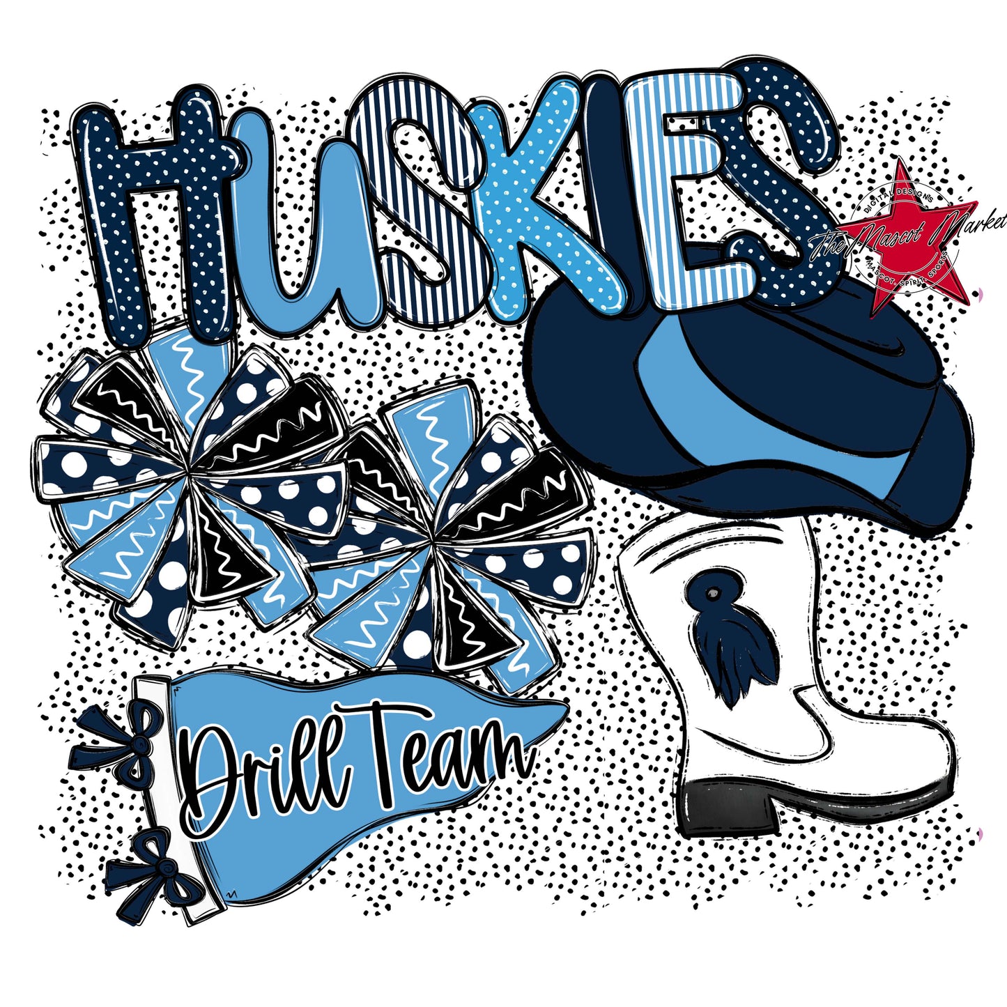 Huskies Drillteam Spirit-Navy & Carolina Blue