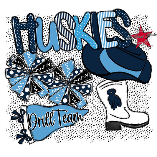 Huskies Drillteam Spirit-Navy & Carolina Blue