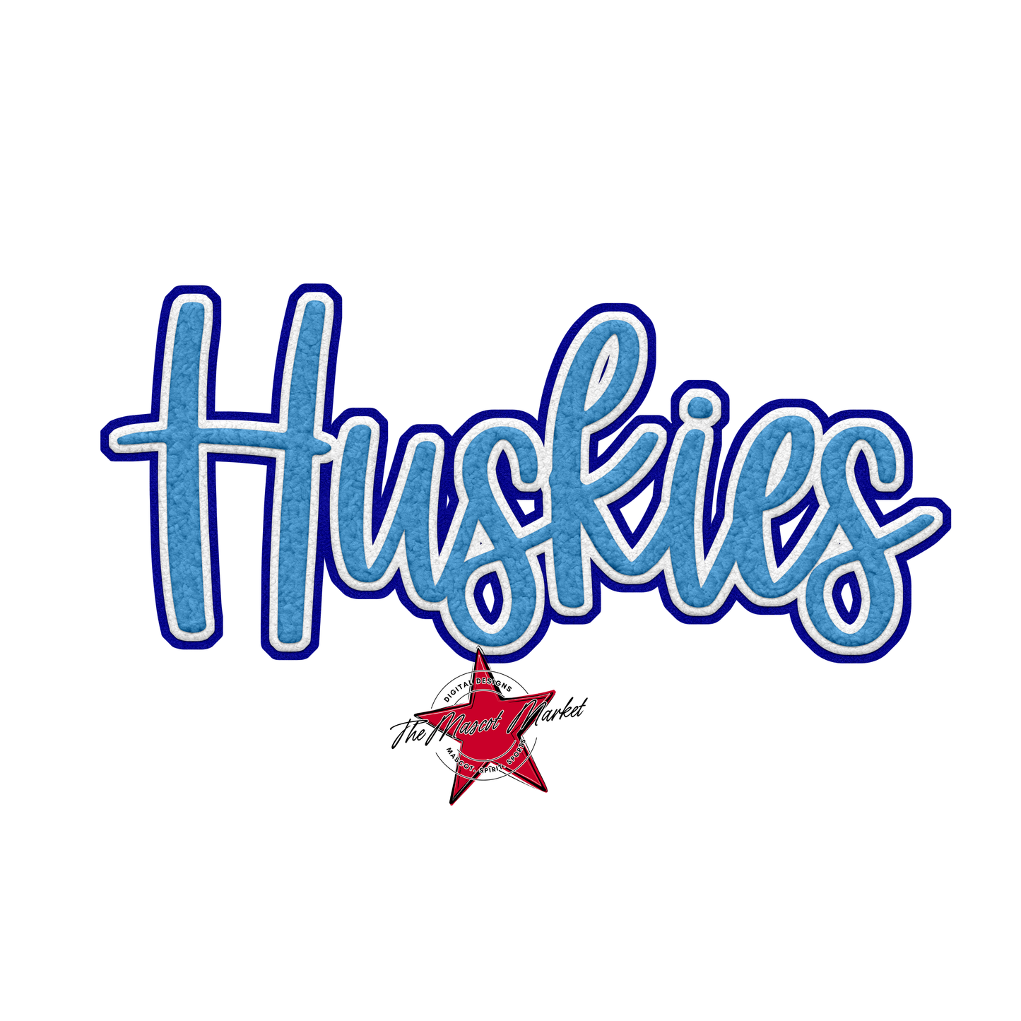 Huskies Faux Chenille Patch-Blue-Carolina Blue