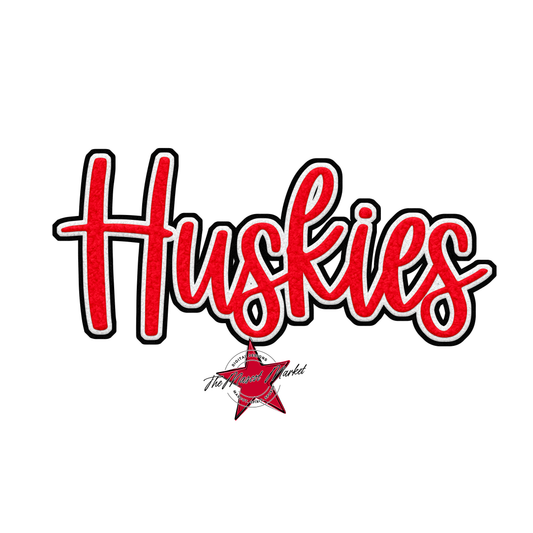 Huskies Faux Chenille Patch-Bright Red