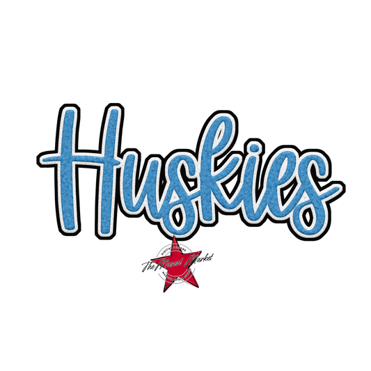 Huskies Faux Chenille Patch-Carolina Blue