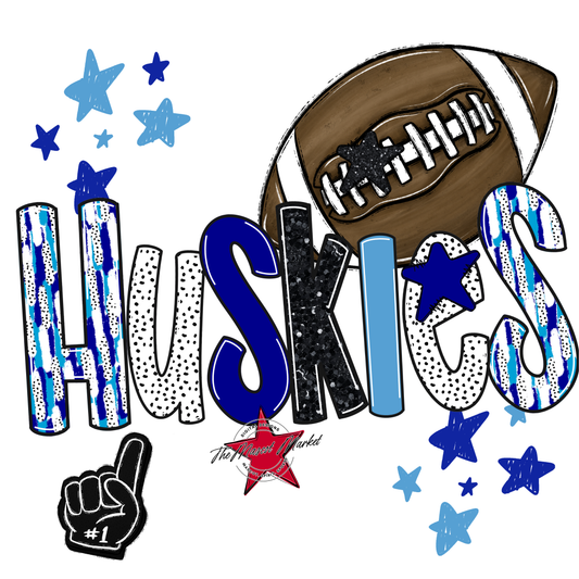 Huskies Football Scrape-Blue-Carolina Blue
