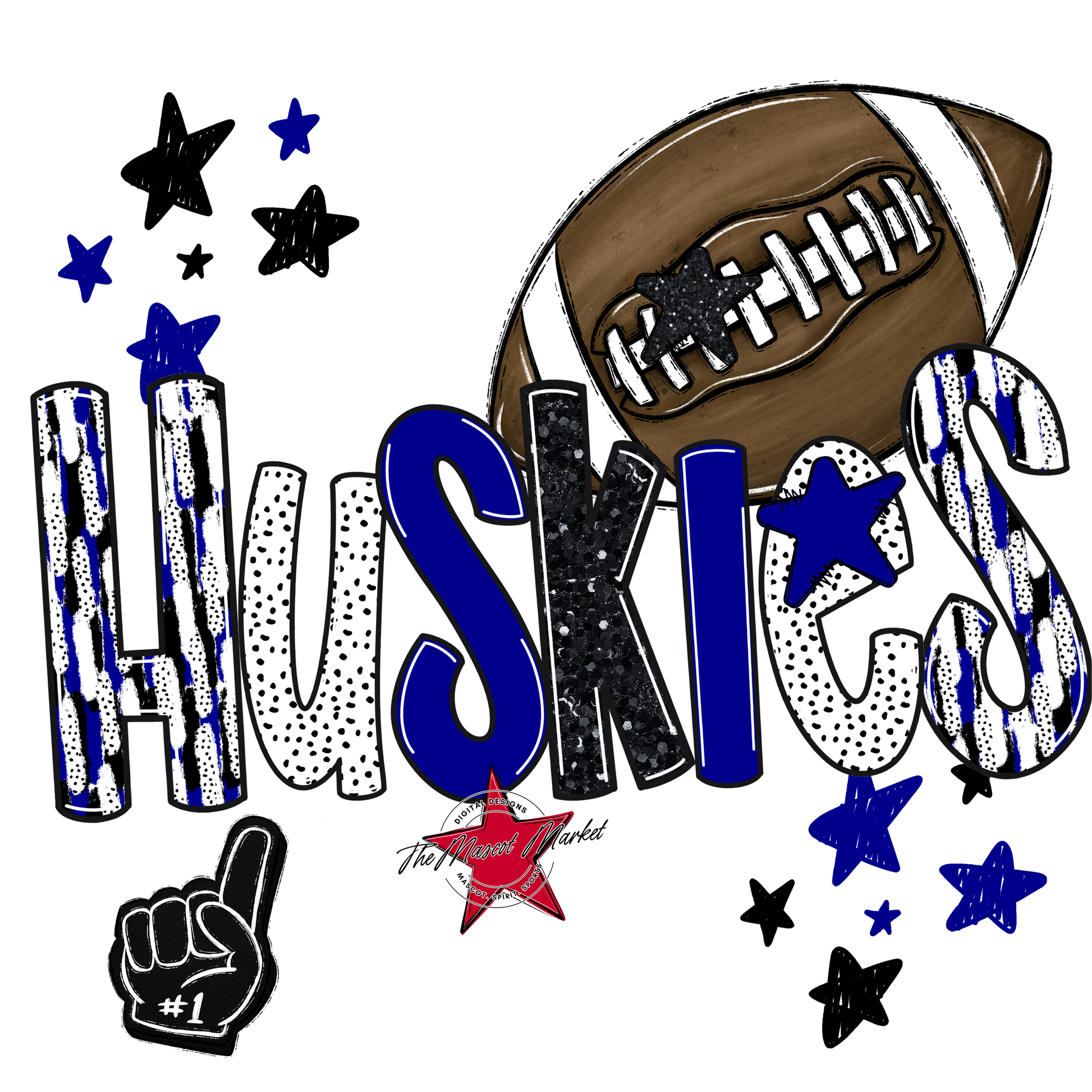 Huskies Football Scrape-Blue