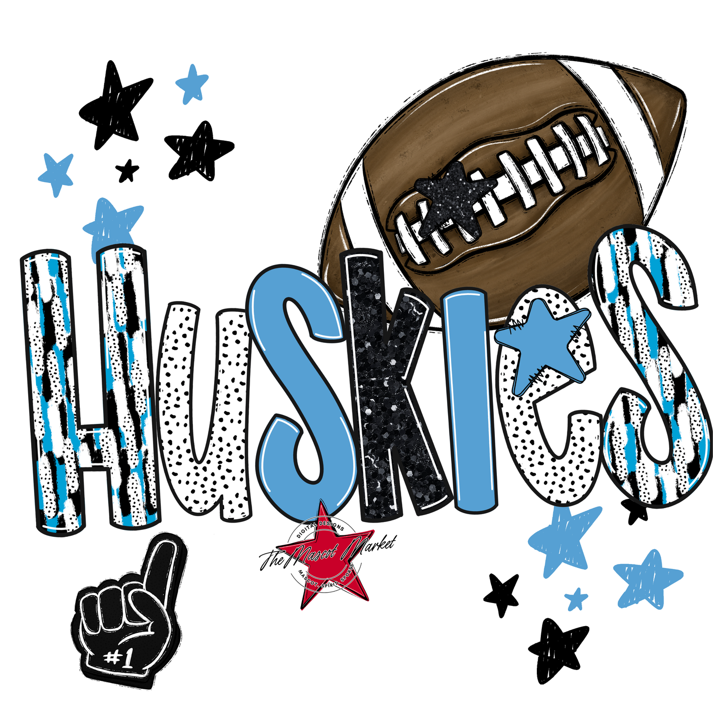 Huskies Football Scrape-Carolina Blue
