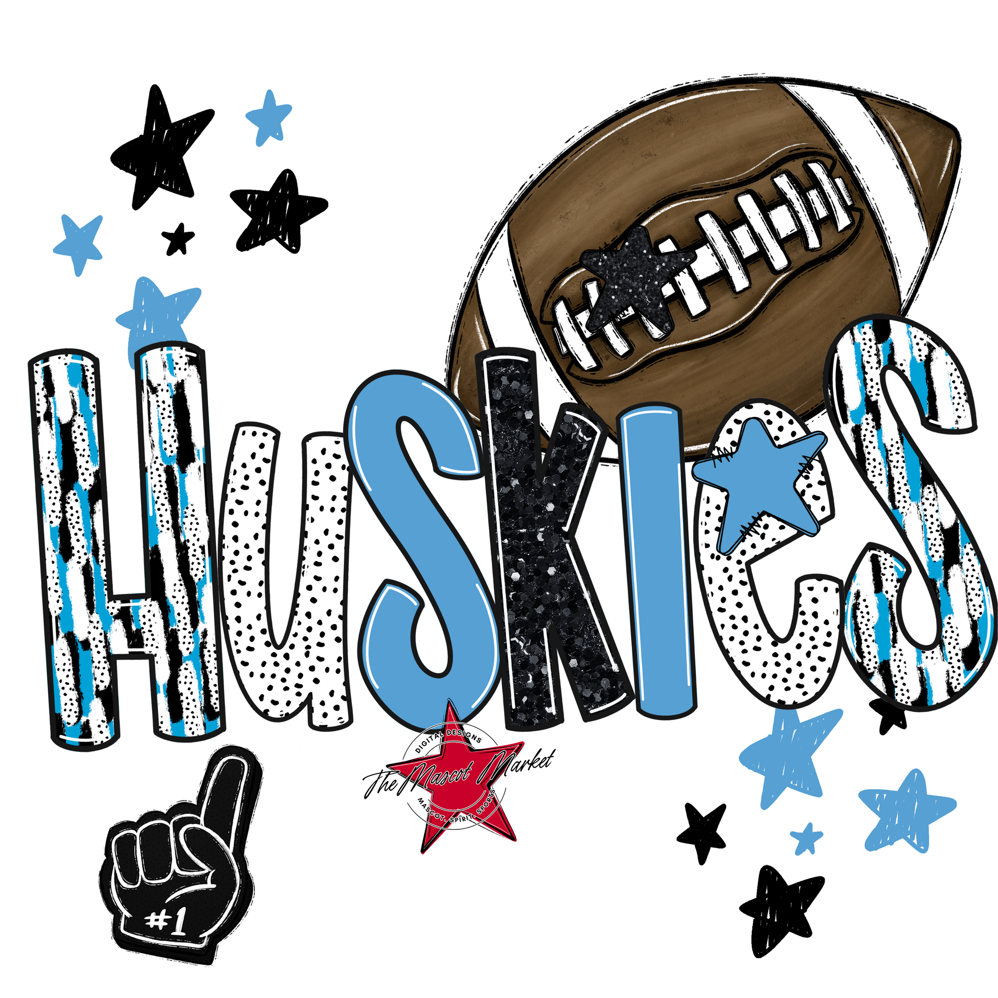 Huskies Football Scrape-Carolina Blue