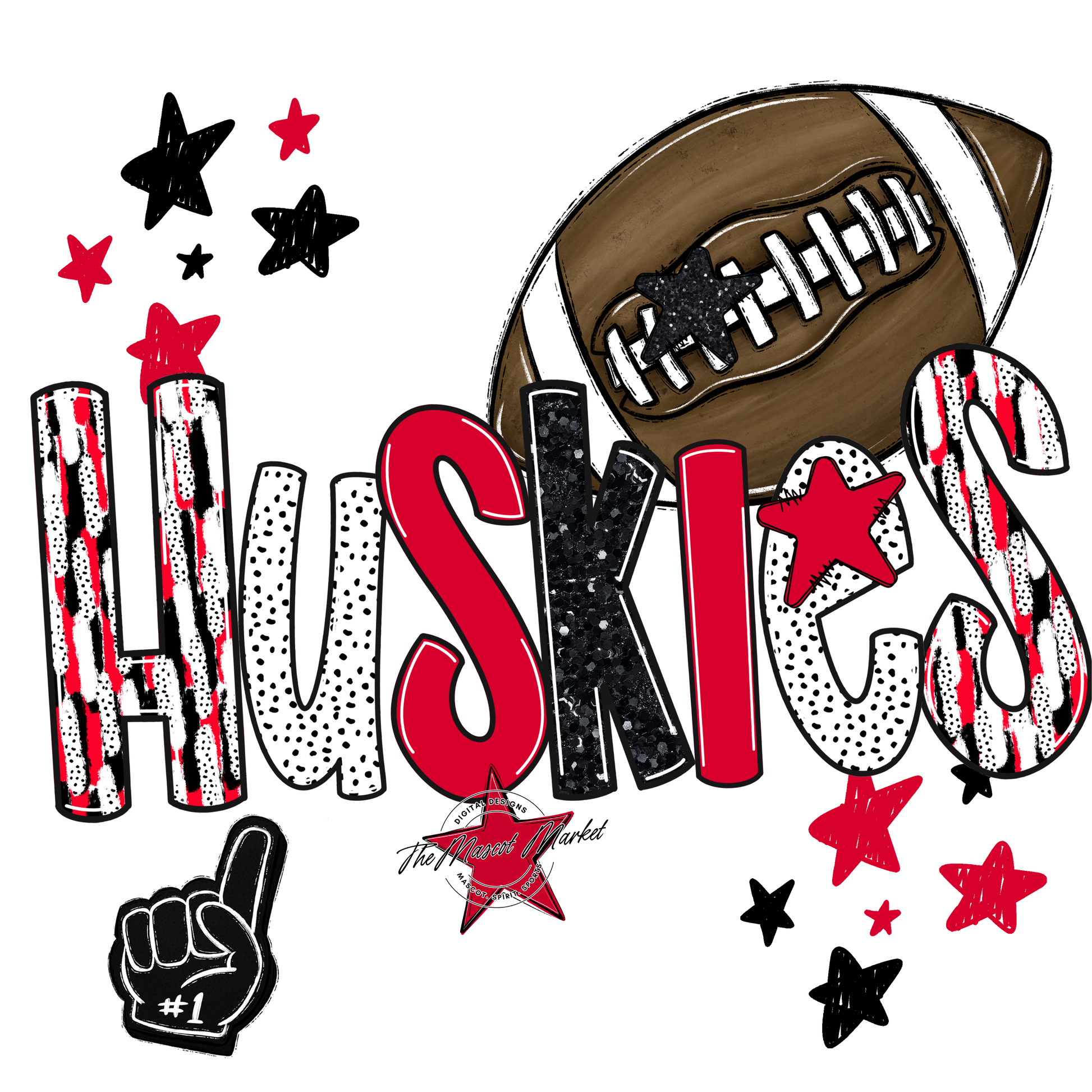 Huskies Football Scrape-Red