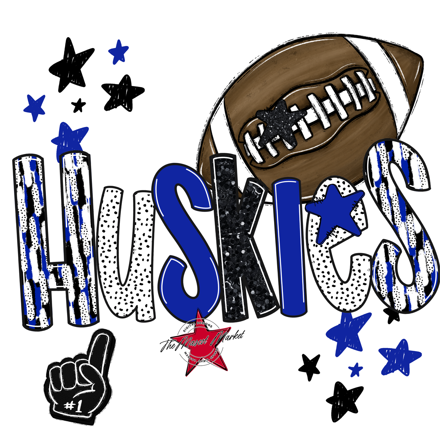 Huskies Football Scrape-Royal Blue