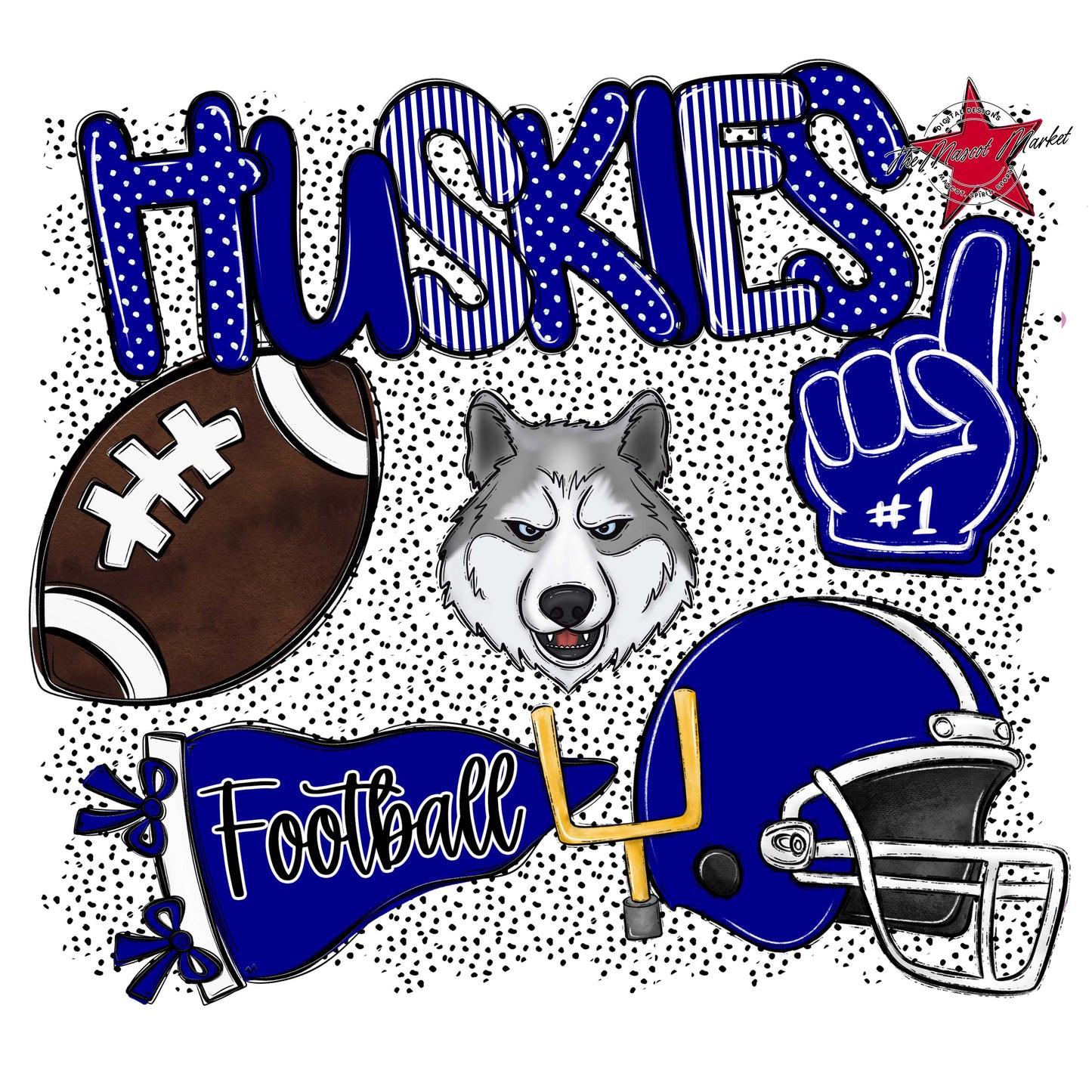 Huskies Football Spirit-Blue