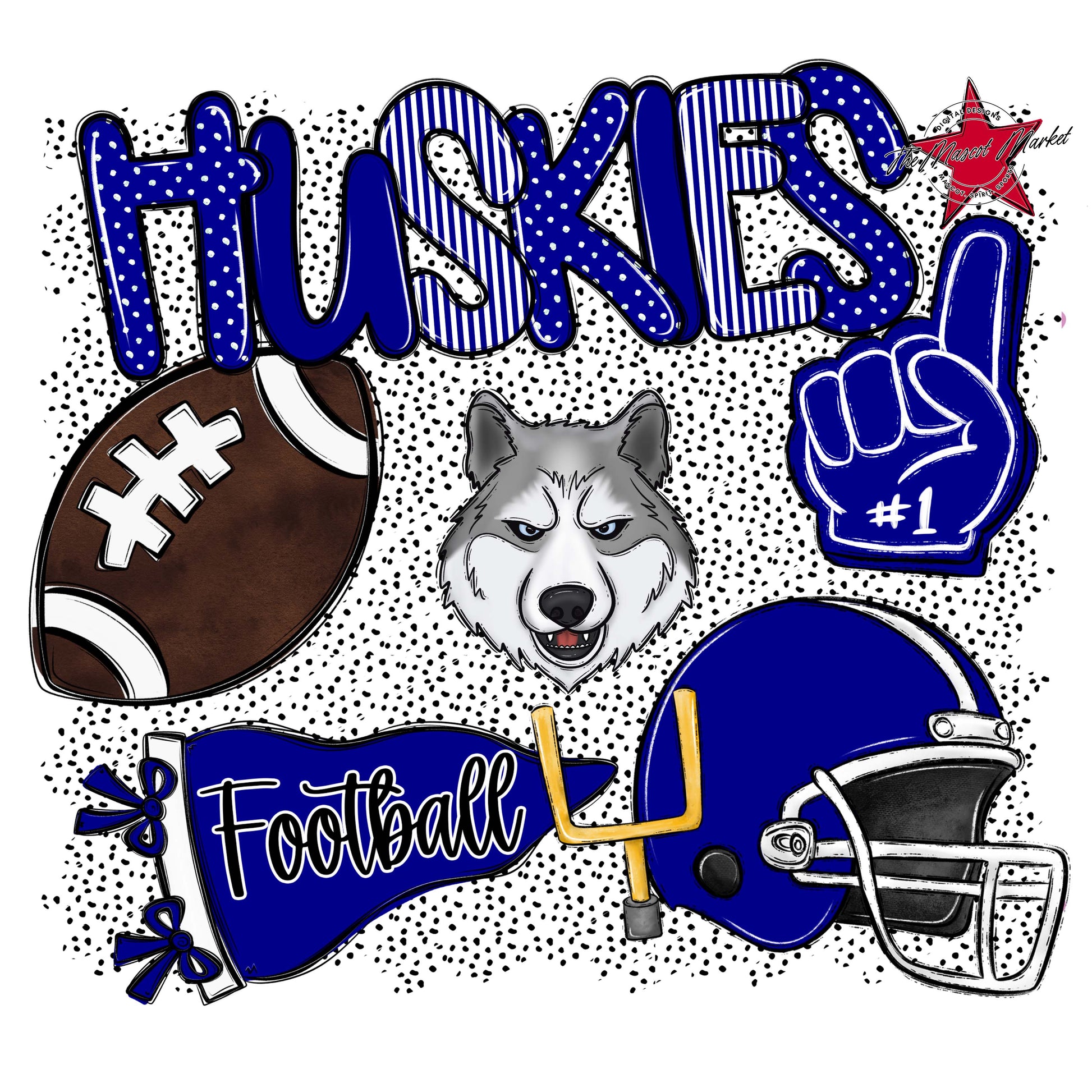 Huskies Football Spirit-Blue
