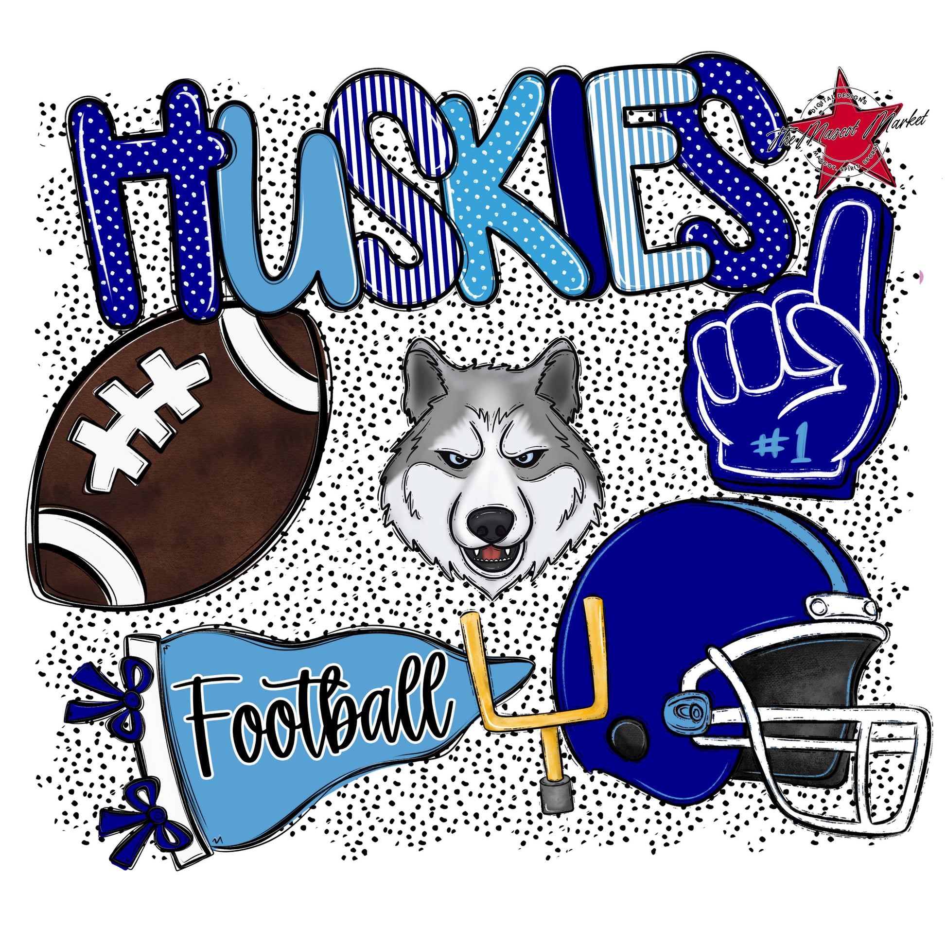 Huskies Football Spirit-Blue & Carolina Blue