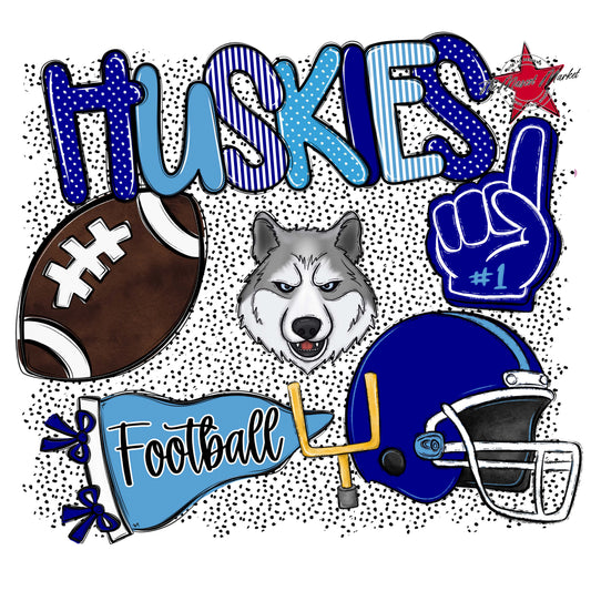 Huskies Football Spirit-Blue & Carolina Blue