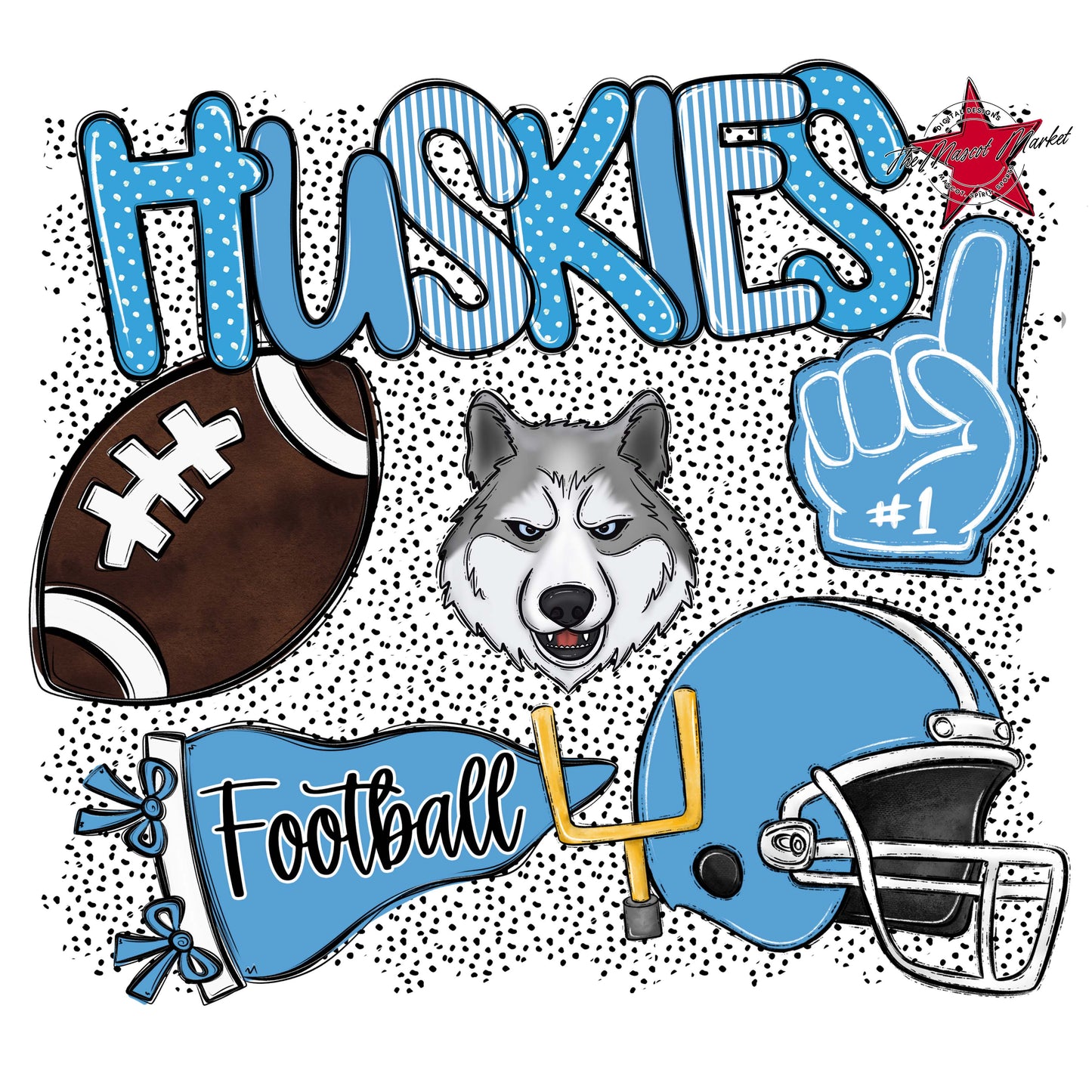 Huskies Football Spirit-Carolina Blue