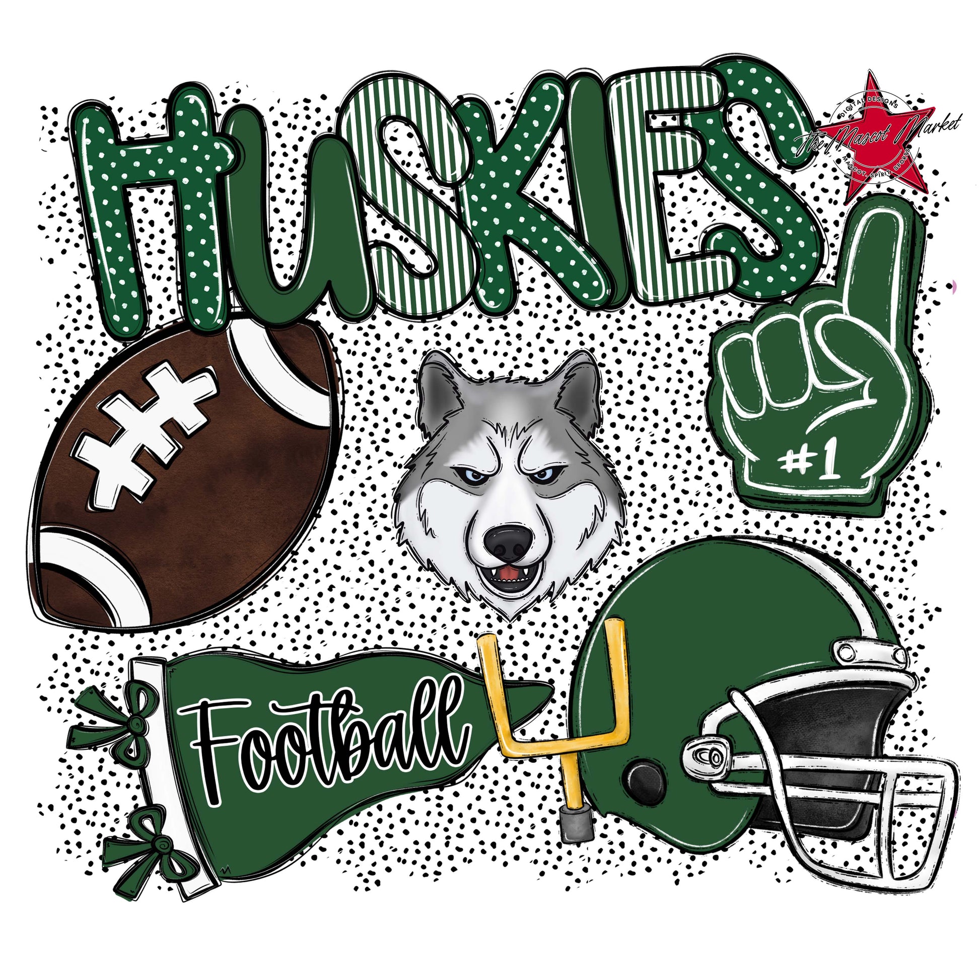 Huskies Football Spirit-Green
