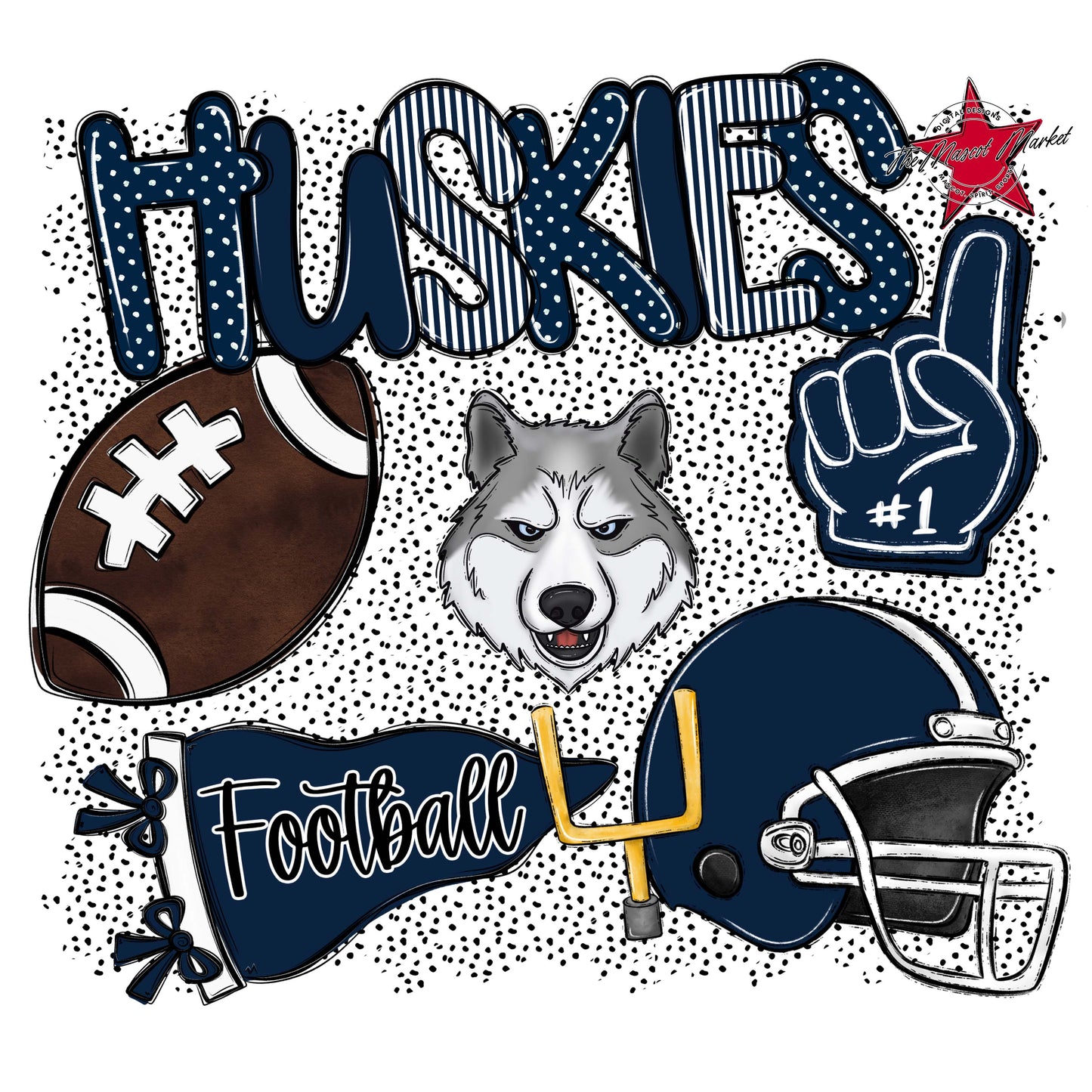 Huskies Football Spirit-Navy