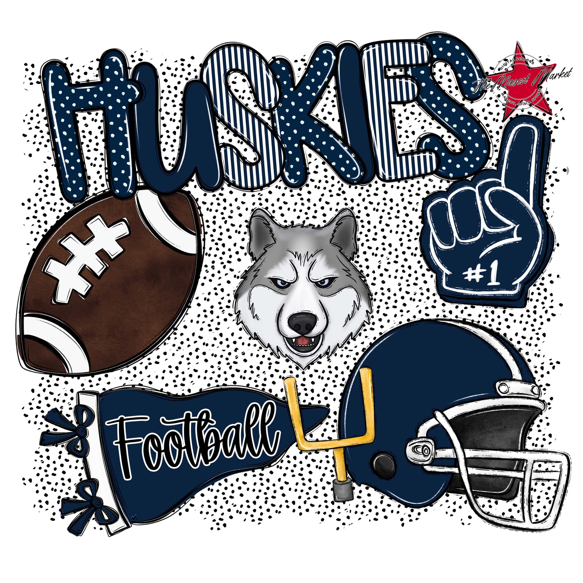 Huskies Football Spirit-Navy
