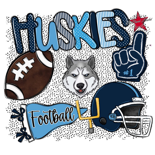 Huskies Football Spirit-Navy & Carolina Blue