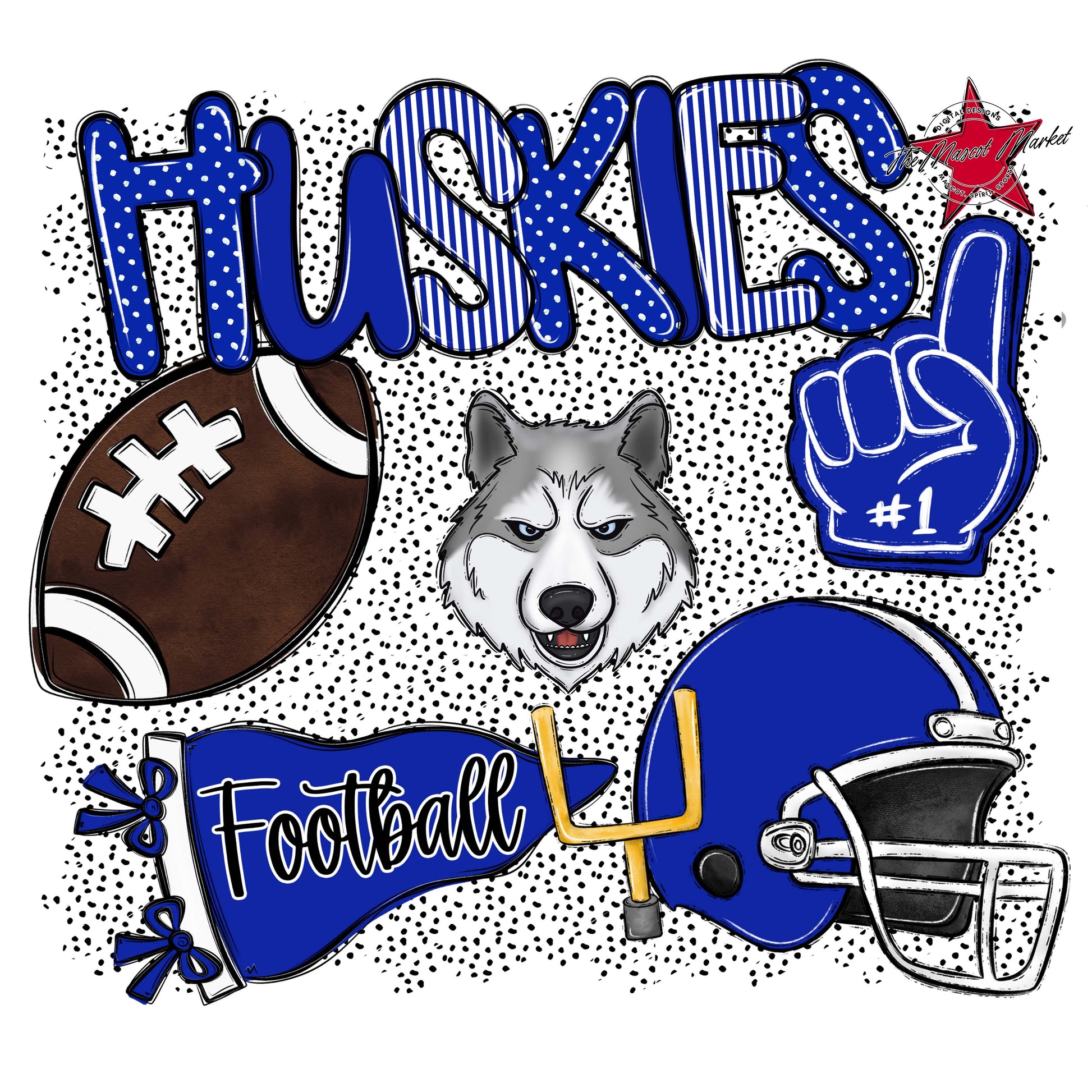 Huskies Football Spirit-Royal Blue