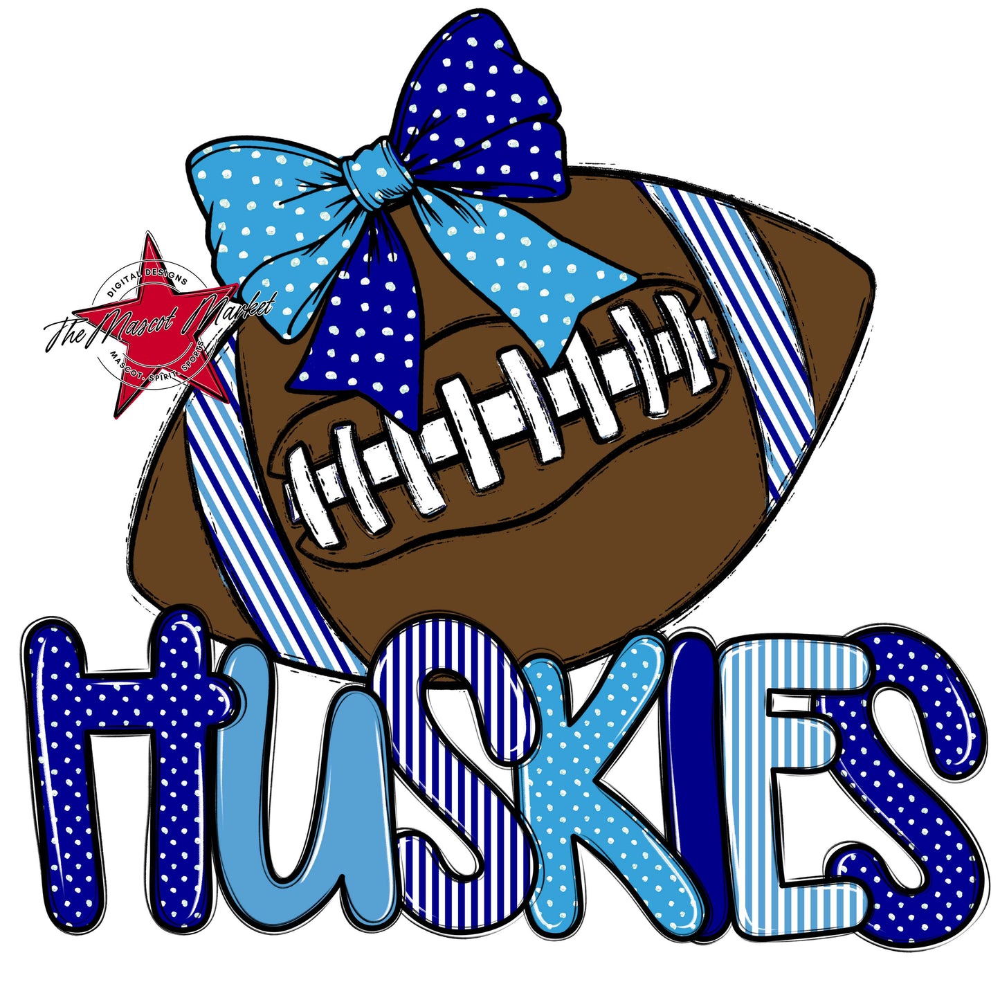 Huskies Football Spirit Design-Blue & Carolina Blue