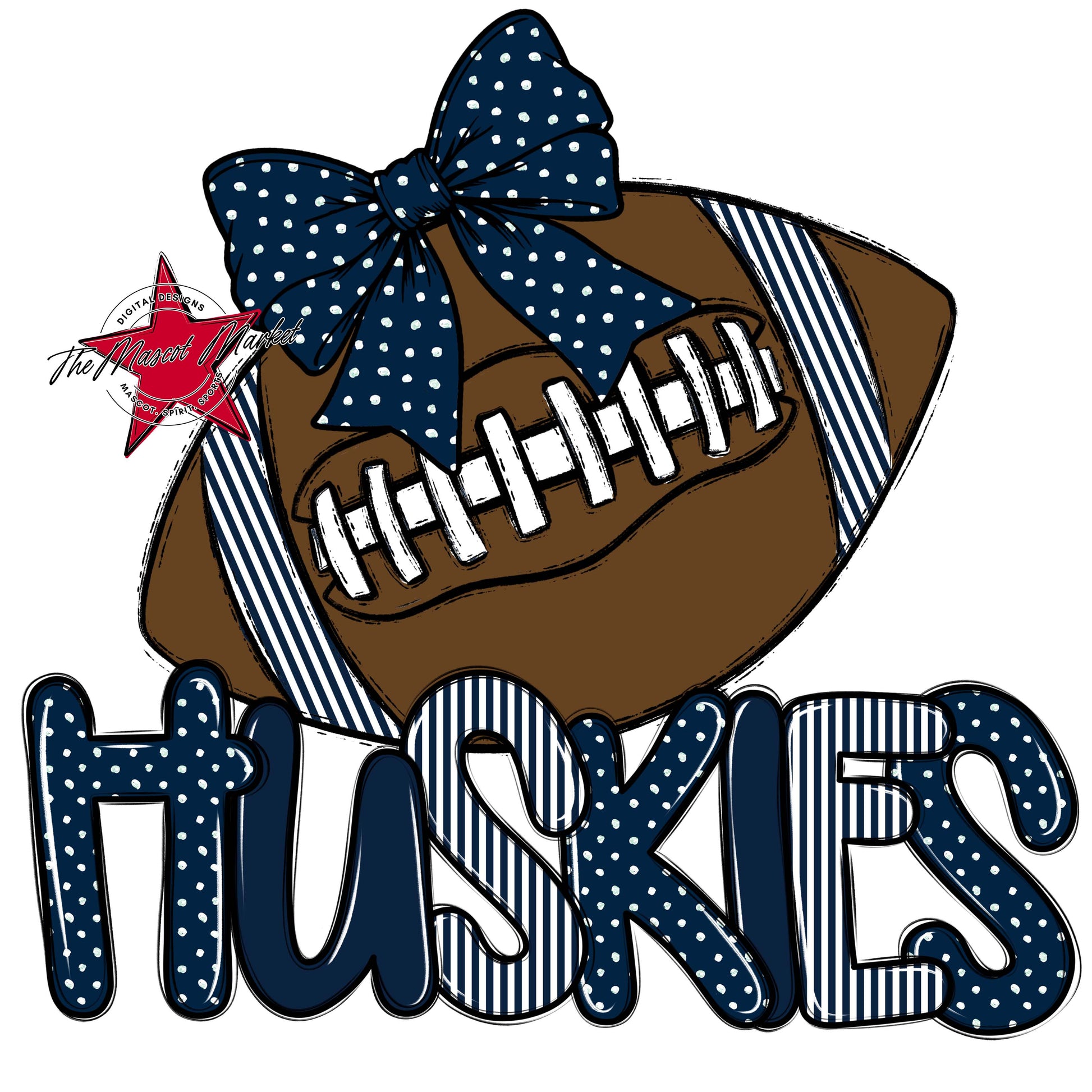 Huskies Football Spirit Design-Navy