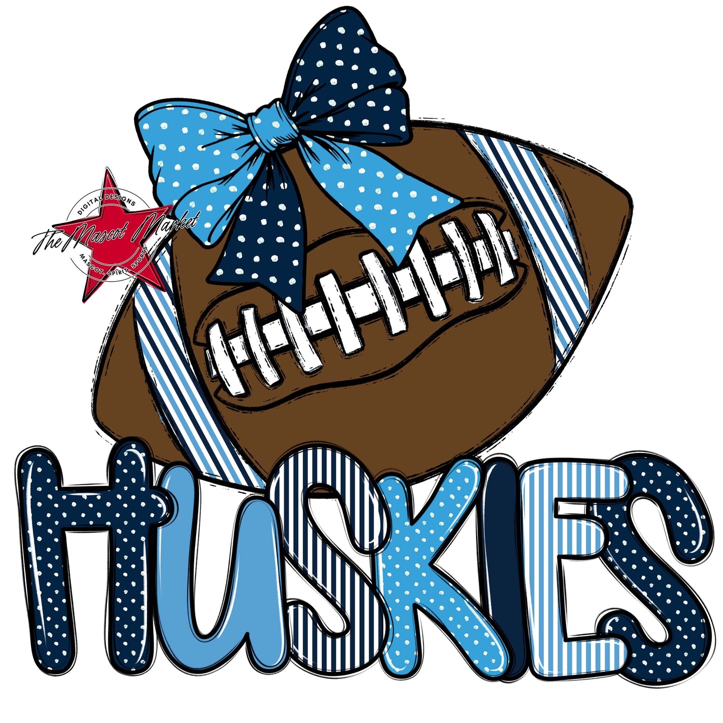 Huskies Football Spirit Design-Navy & Carolina Blue
