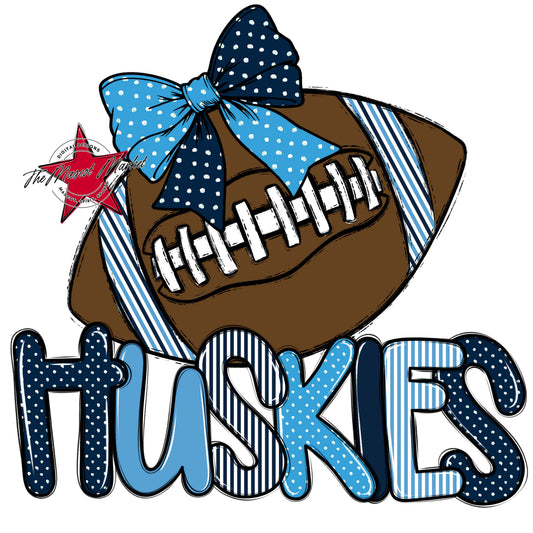 Huskies Football Spirit Design-Navy & Carolina Blue