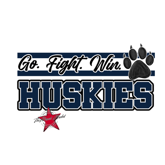 Huskies Go Fight Win Mascot Lines-Navy