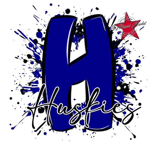 Huskies Mascot Splatter-Blue