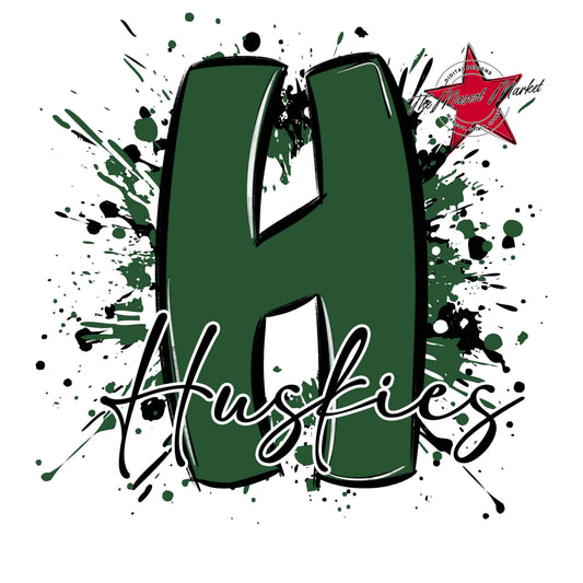 Huskies Mascot Splatter-Green
