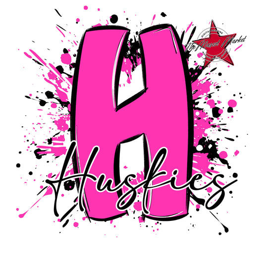 Huskies Mascot Splatter-Pink