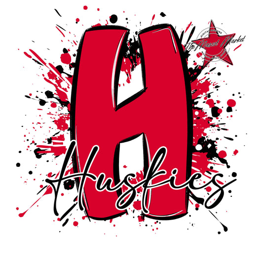 Huskies Mascot Splatter-Red