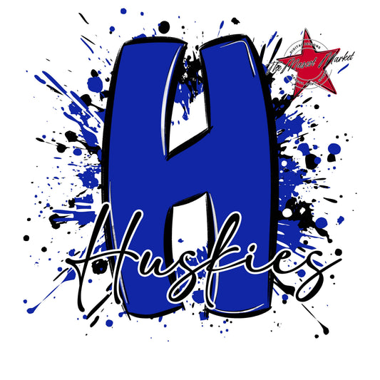 Huskies Mascot Splatter-Royal Blue