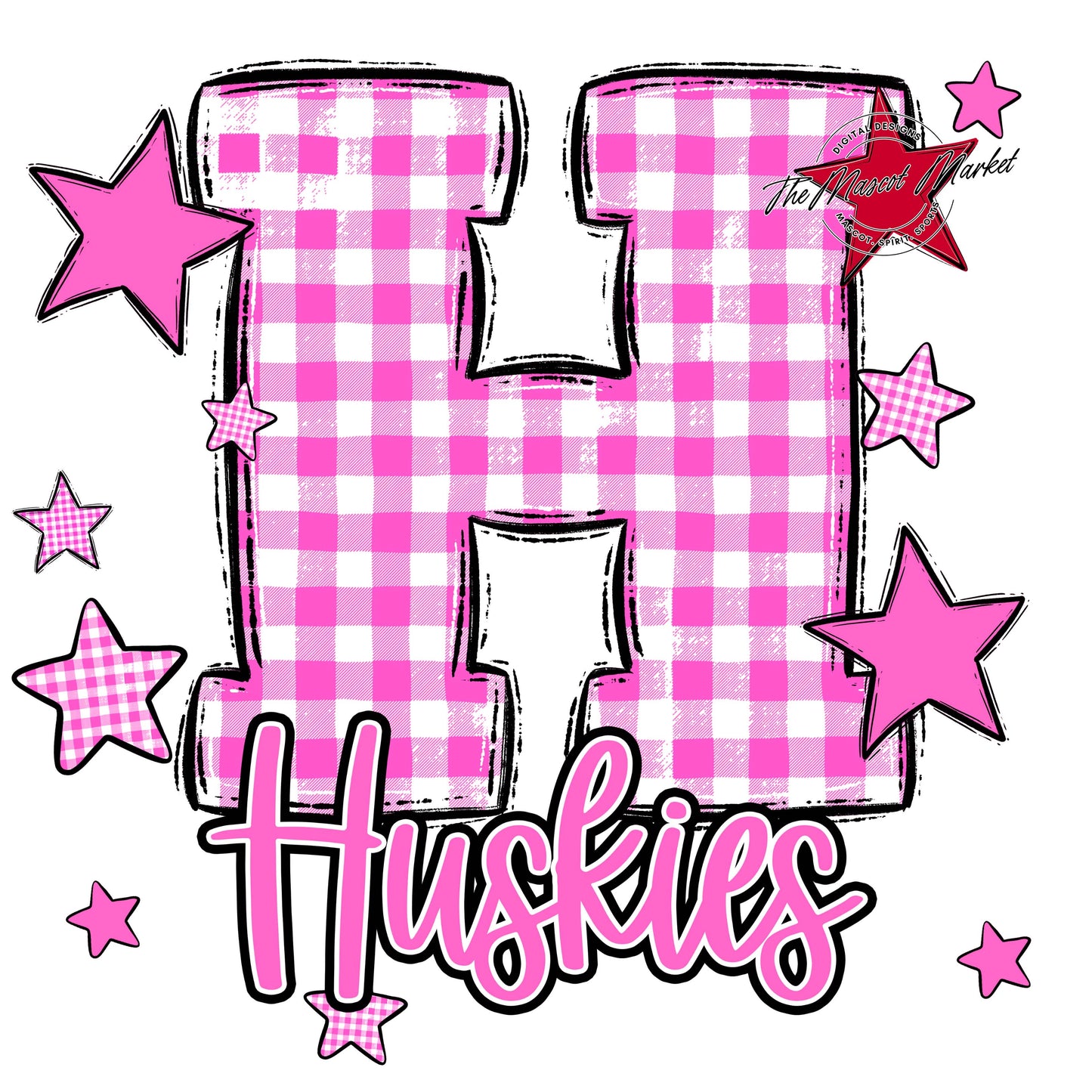 Huskies Plaid Star Design-Baby Pink