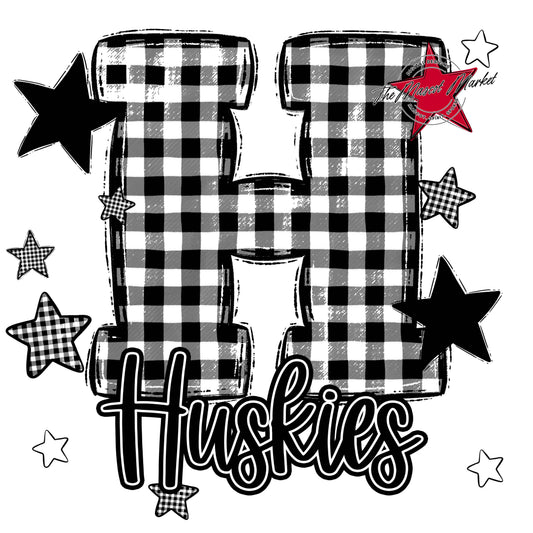 Huskies Plaid Star Design-Black