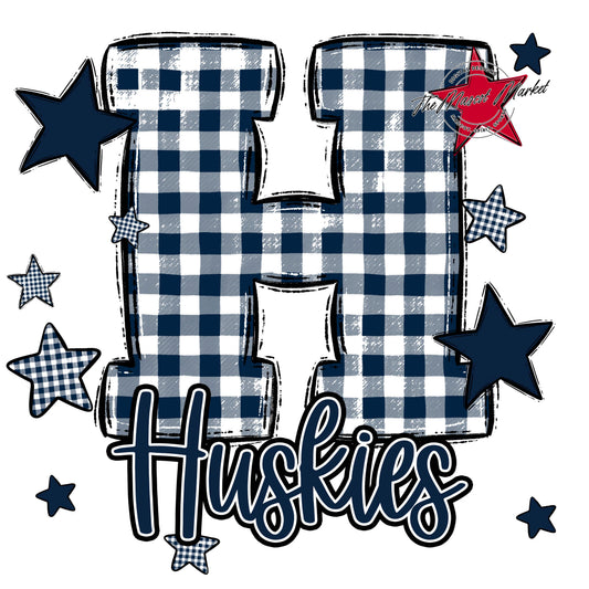 Huskies Plaid Star Design-Navy