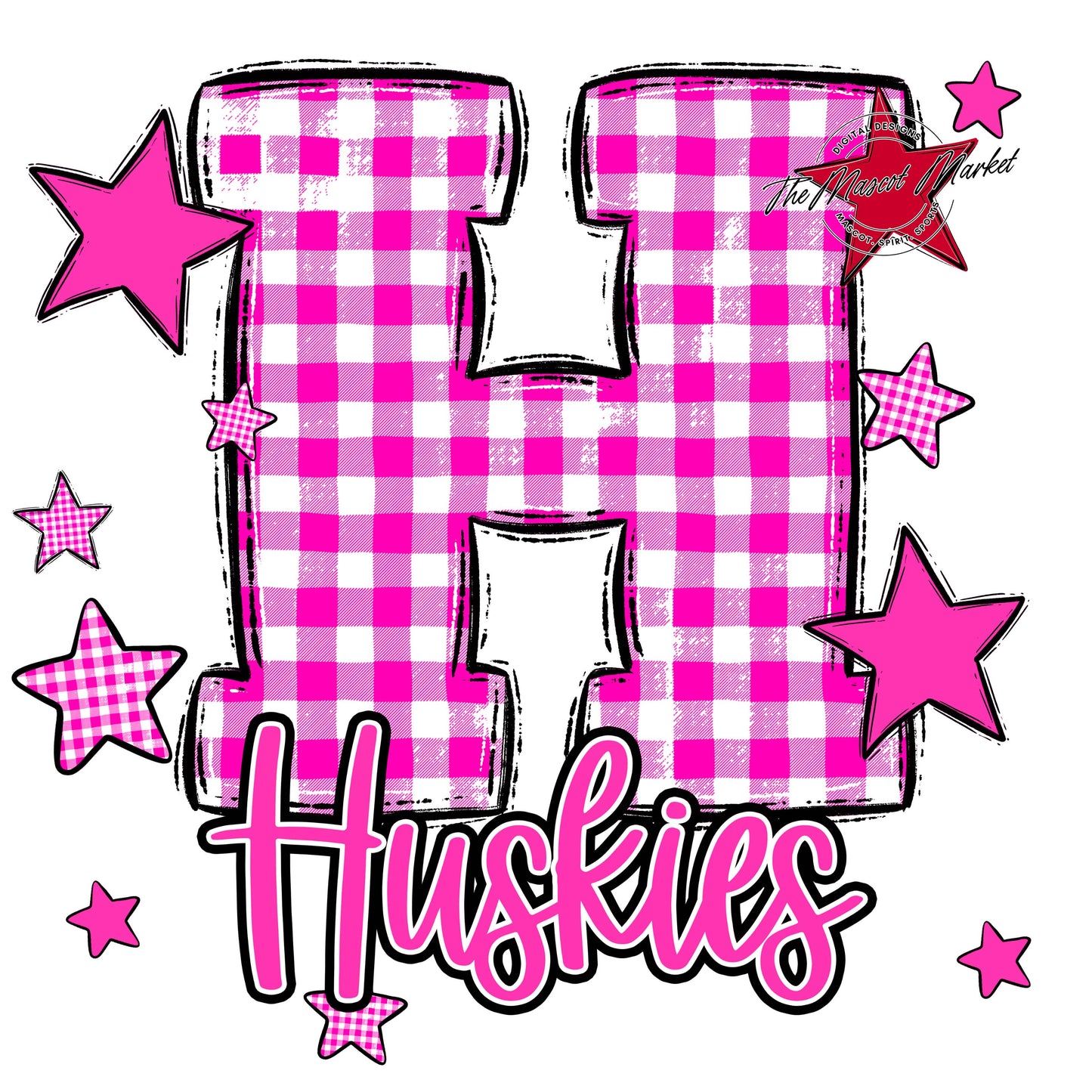 Huskies Plaid Star Design-Pink